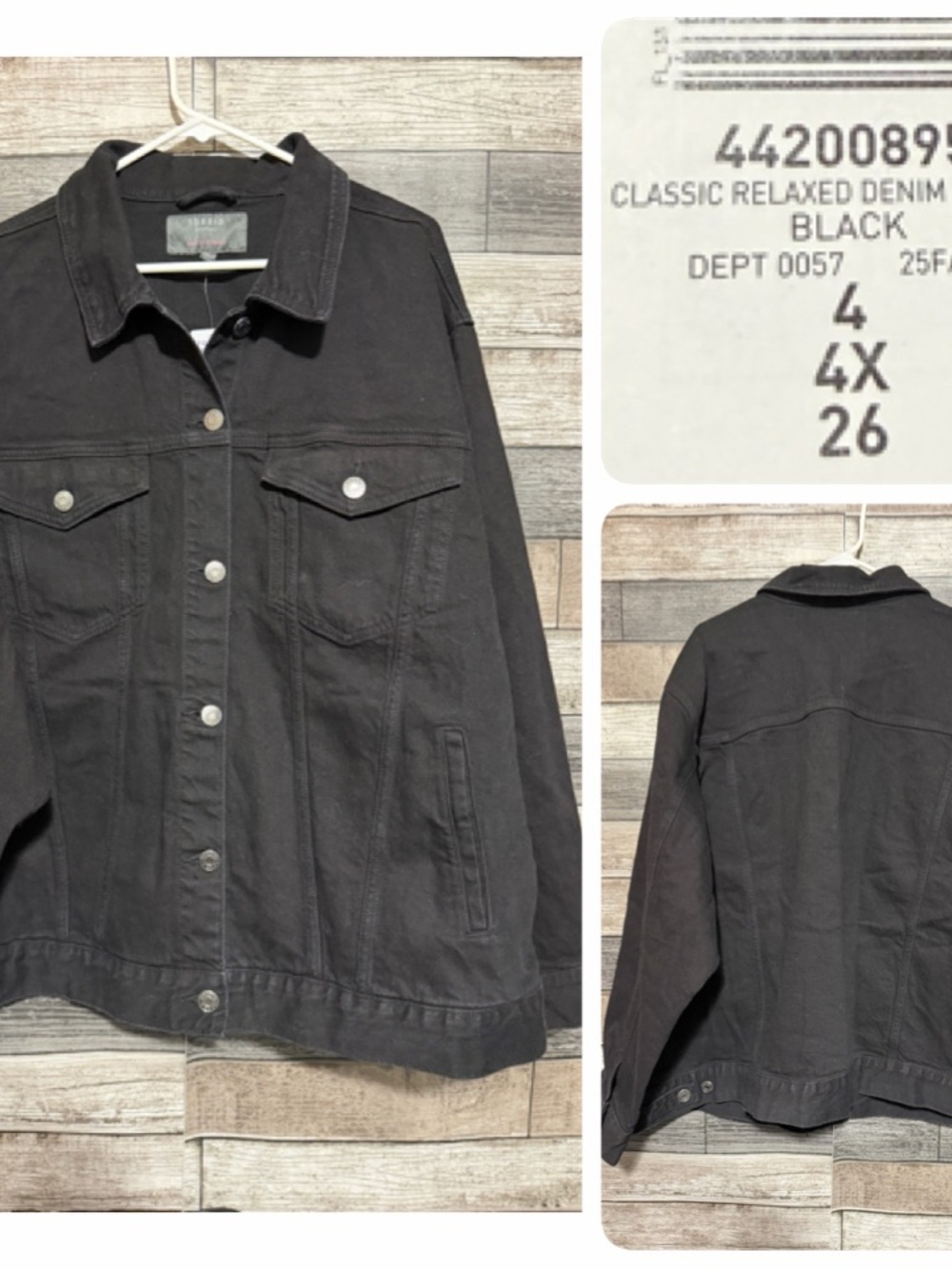 Torrid Classic Relaxed Denim Trucker Jacket Women’s 4X Black Stretch Buttons